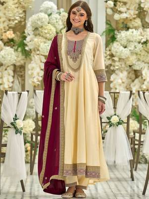 Women Ethnic Motifs Embroidered Anarkali Kurta with Trousers & Dupatta 1