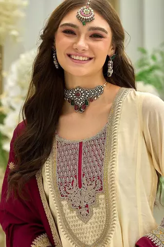 Women Ethnic Motifs Embroidered Anarkali Kurta with Trousers & Dupatta