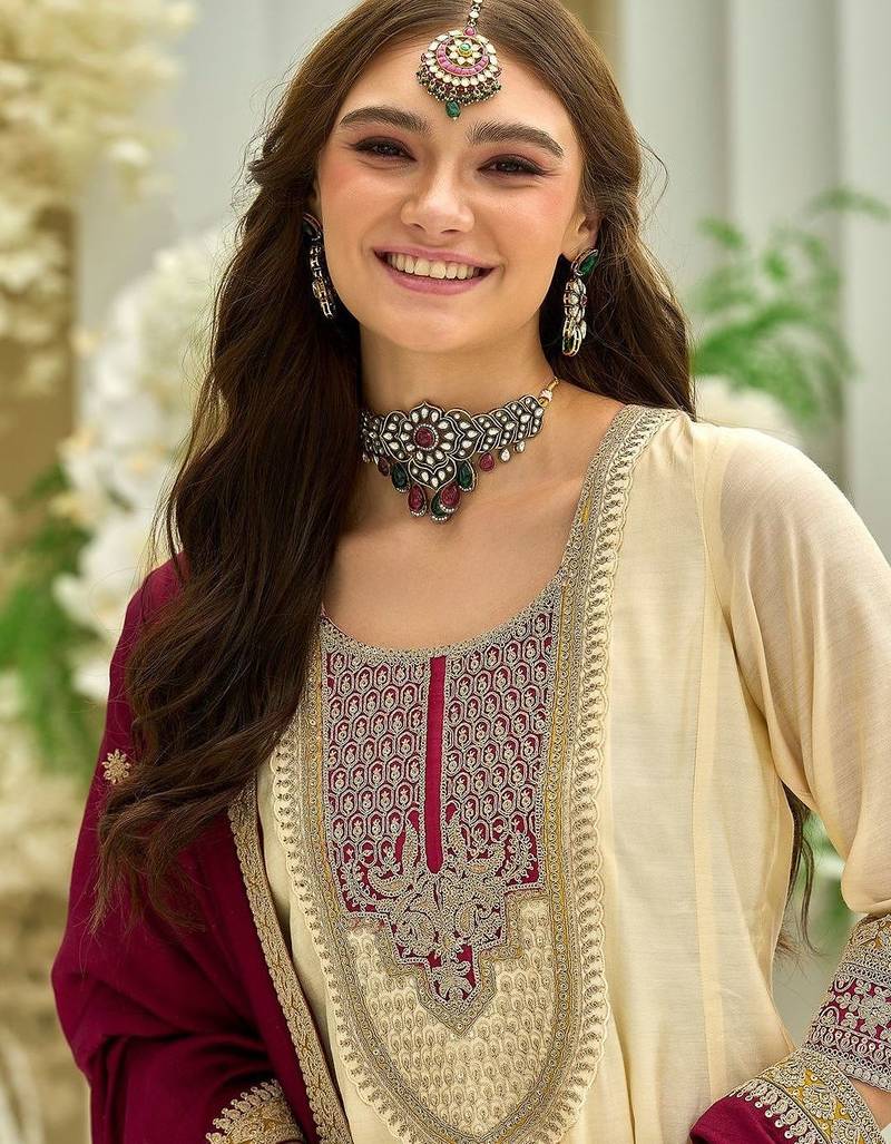 Women Ethnic Motifs Embroidered Anarkali Kurta with Trousers & Dupatta