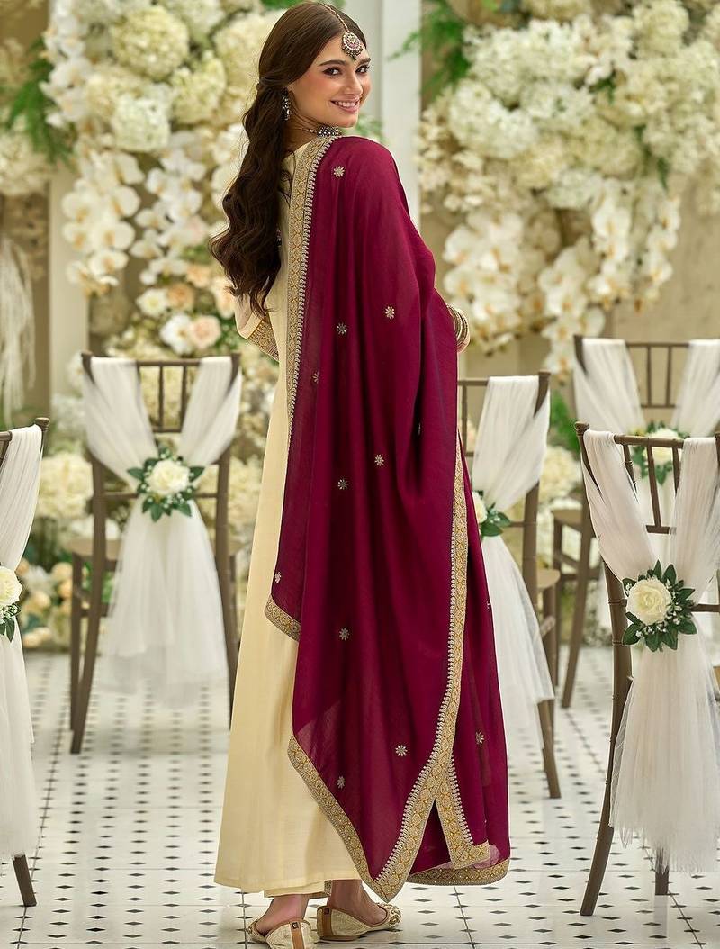 Women Ethnic Motifs Embroidered Anarkali Kurta with Trousers & Dupatta