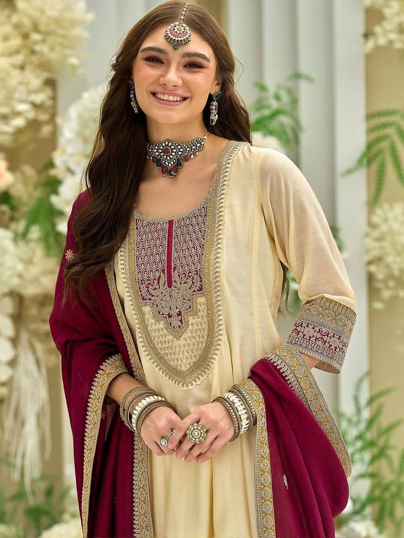 Women Ethnic Motifs Embroidered Anarkali Kurta with Trousers & Dupatta