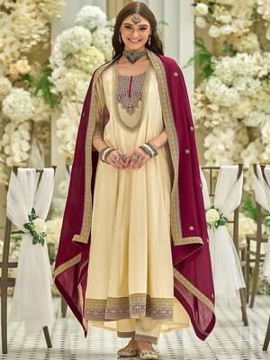 Women Ethnic Motifs Embroidered Anarkali Kurta with Trousers & Dupatta 5