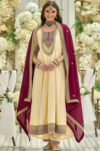 Women Ethnic Motifs Embroidered Anarkali Kurta with Trousers & Dupatta