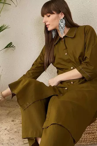 Thread Work Pure Cotton Kurta With Palazzos