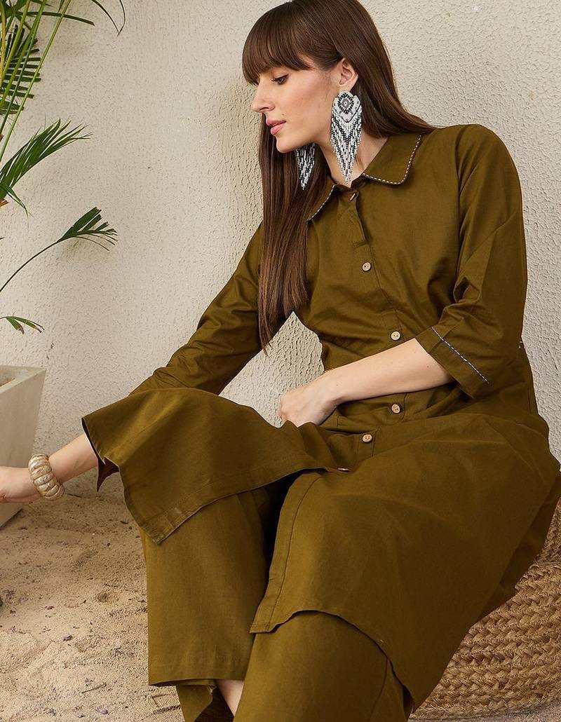 Thread Work Pure Cotton Kurta With Palazzos