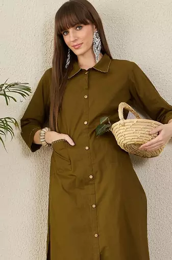 Thread Work Pure Cotton Kurta With Palazzos