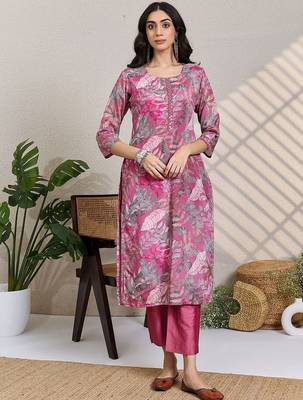 Women Floral Printed Regular Mirror Work Kurta With Trousers & Dupatta Kurta Sets 2