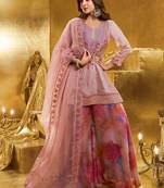 Women Embroidered Crushed Organza Silk Kurta Set with Dupatta