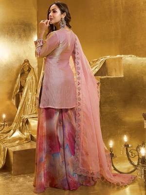 Women Embroidered Crushed Organza Silk Kurta Set with Dupatta 5