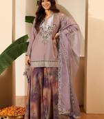 Women Crushed Oraganza Silk Embroidered Kurta Set with Dupatta