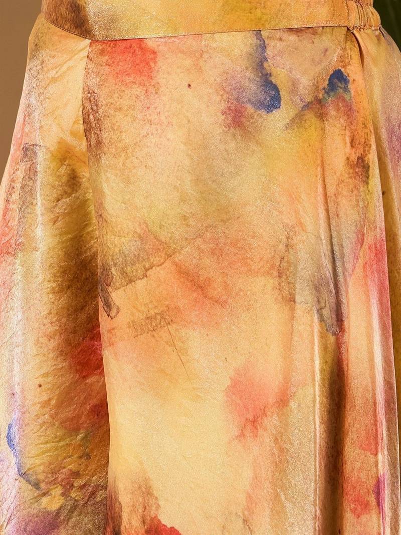 Women Crushed Oraganza Silk Embroidered Kurta Set with Dupatta