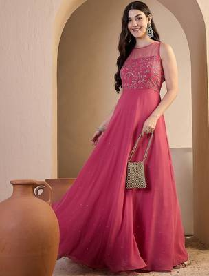 Women Floral Zari and Sequinned Embroidered Ethnic Gown 6