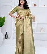 Royal pista green colour  all over woven zari tissue silk party wear saree with blouse