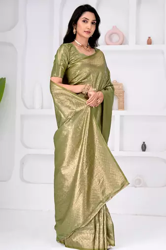Royal pista green colour  all over woven zari tissue silk party wear saree with blouse