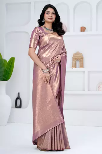 Royal onion putple  all over woven zari tissue silk party wear saree with blouse