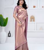 Royal onion putple  all over woven zari tissue silk party wear saree with blouse