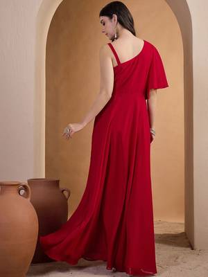 Red colour Embroidered Ethnic Gown 5