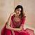 Magenta Floral Embroidered Straight Kurti & Sharara With Dupatta