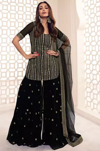 Floral Zari Sequinned Embroidered Kurta Set