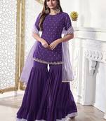 Women Floral Thread Sequinned Embroidered Kurta with Palazzos & Dupatta Set