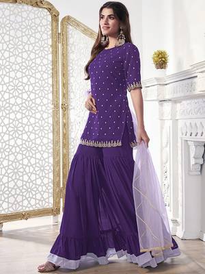Women Floral Thread Sequinned Embroidered Kurta with Palazzos & Dupatta Set 3