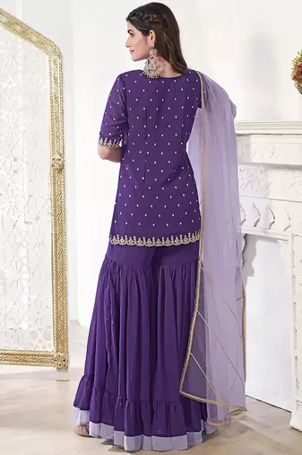 Women Floral Thread Sequinned Embroidered Kurta with Palazzos & Dupatta Set
