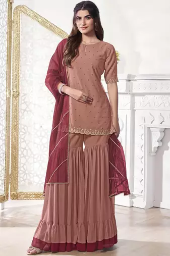 Women Ethnic Motifs Sequined Embroidered Kurta Set with Dupatta