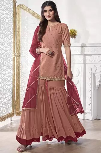 Women Ethnic Motifs Sequined Embroidered Kurta Set with Dupatta