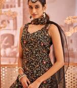 Women Floral Embroidered Regular Thread Work Kurta with Sharara & With Dupatta
