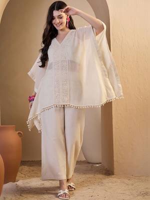 Women Floral Thread Embroidered Top and Palazzo Co-Ords Set 1