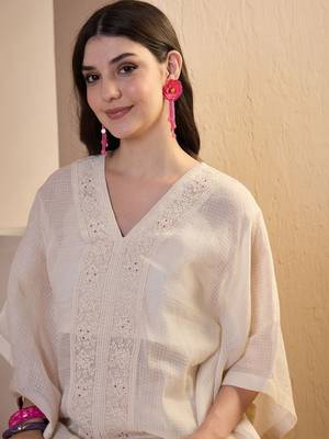 Women Floral Thread Embroidered Top and Palazzo Co-Ords Set 3