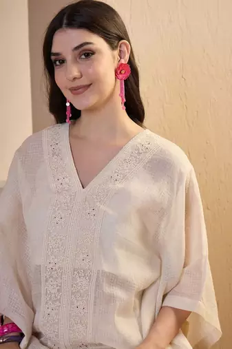 Women Floral Thread Embroidered Top and Palazzo Co-Ords Set