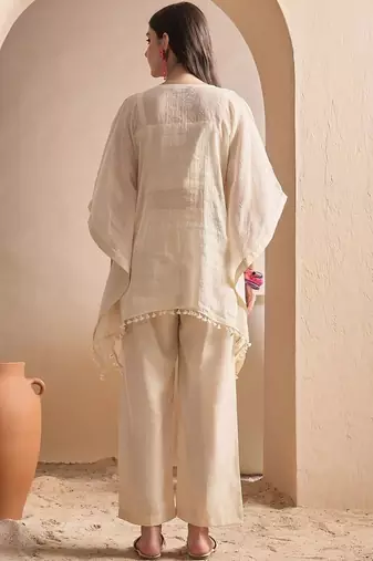 Women Floral Thread Embroidered Top and Palazzo Co-Ords Set