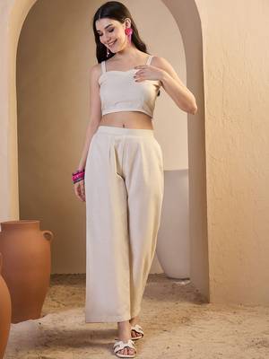 Women Floral Thread Embroidered Top and Palazzo Co-Ords Set 5