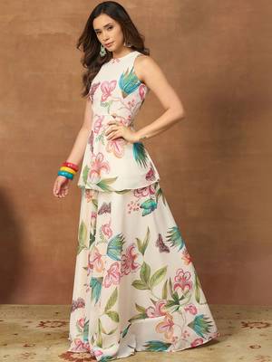 Floral Printed A-Line Top With Skirt Co-Ords 5