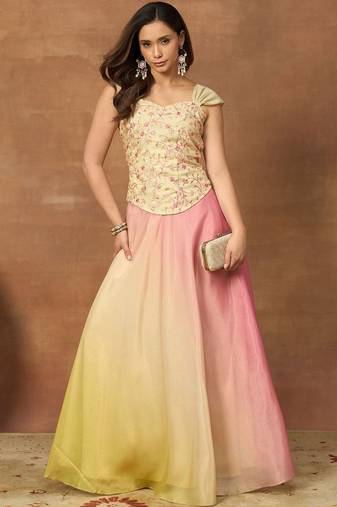 Romantic Florals Organza crop top lehenga choli