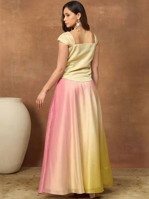 Romantic Florals Organza crop top lehenga choli 4