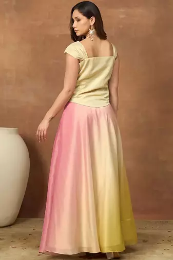 Romantic Florals Organza crop top lehenga choli
