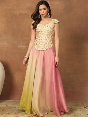 Romantic Florals Organza crop top lehenga choli 6
