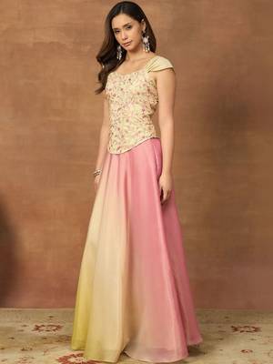 Romantic Florals Organza crop top lehenga choli 7