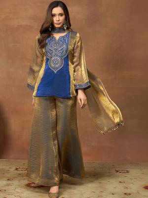 Women Ethnic Motifs Embroidered Regular Thread Work Kurta with Palazzos & With Dupatta 1