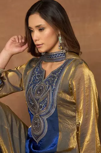 Women Ethnic Motifs Embroidered Regular Thread Work Kurta with Palazzos & With Dupatta