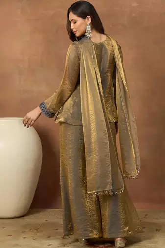 Women Ethnic Motifs Embroidered Regular Thread Work Kurta with Palazzos & With Dupatta