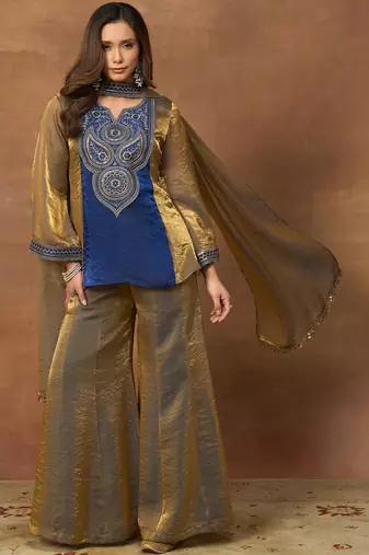 Women Ethnic Motifs Embroidered Regular Thread Work Kurta with Palazzos & With Dupatta
