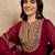 Marron & Gold Toned Yoke Design Embroidered Straight Kurta With Sharara & Dupatta