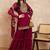 Marron & Gold Toned Yoke Design Embroidered Straight Kurta With Sharara & Dupatta