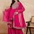 Pink & Gold Toned Yoke Design Embroidered Straight Kurta With Sharara & Dupatta