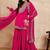 Pink & Gold Toned Yoke Design Embroidered Straight Kurta With Sharara & Dupatta