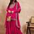Pink & Gold Toned Yoke Design Embroidered Straight Kurta With Sharara & Dupatta