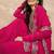 Pink & Gold Toned Yoke Design Embroidered Straight Kurta With Sharara & Dupatta